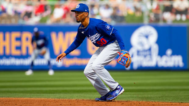 Mookie Betts in the infield